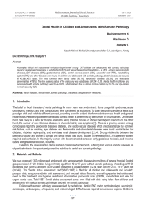 Dental Health in Children and Adolescents  with Somatic Pathology