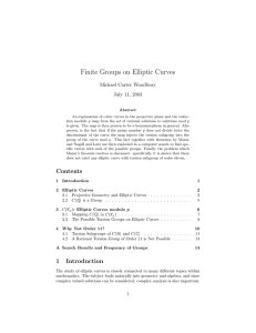 Finite Groups on Elliptic Curves Michael Carter Woodbury July 11, 2003