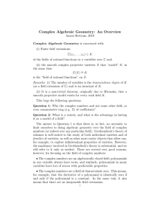 Complex Algebraic Geometry: An Overview
