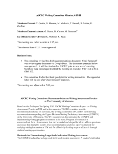 ASCRC Writing Committee Minutes, 4/19/11 Members Present: Members Excused/Absent: Ex-Officio Members Present