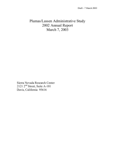 Plumas/Lassen Administrative Study 2002 Annual Report March 7, 2003 Sierra Nevada Research Center