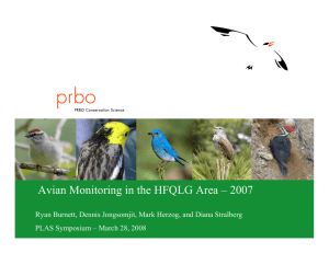 Avian Monitoring in the HFQLG Area – 2007