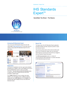 IHS Standards Expert TM QuickStart Tip Sheet - The Basics