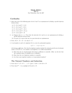Math 3210-1 HW 6 Cardinality