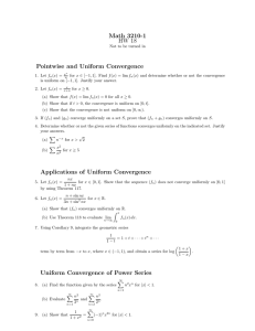 Math 3210-1 HW 18 Pointwise and Uniform Convergence