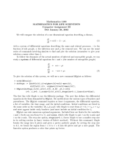 Mathematics 1180 MATHEMATICS FOR LIFE SCIENTISTS Computer Assignment III Due January 28, 2002