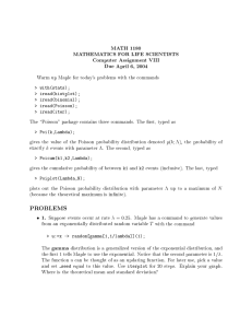 MATH 1180 MATHEMATICS FOR LIFE SCIENTISTS Computer Assignment VIII Due April 6, 2004
