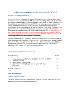 Writing Assessment Catalog Language Revision, 10/10/13 Catalog Governing Graduation