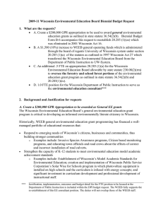 2009-11 Wisconsin Environmental Education Board Biennial Budget Request  general