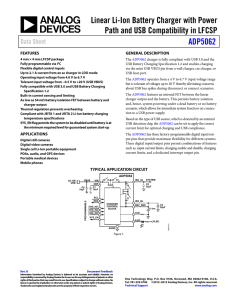 Linear Li-Ion Battery Charger with Power ADP5062 Data Sheet