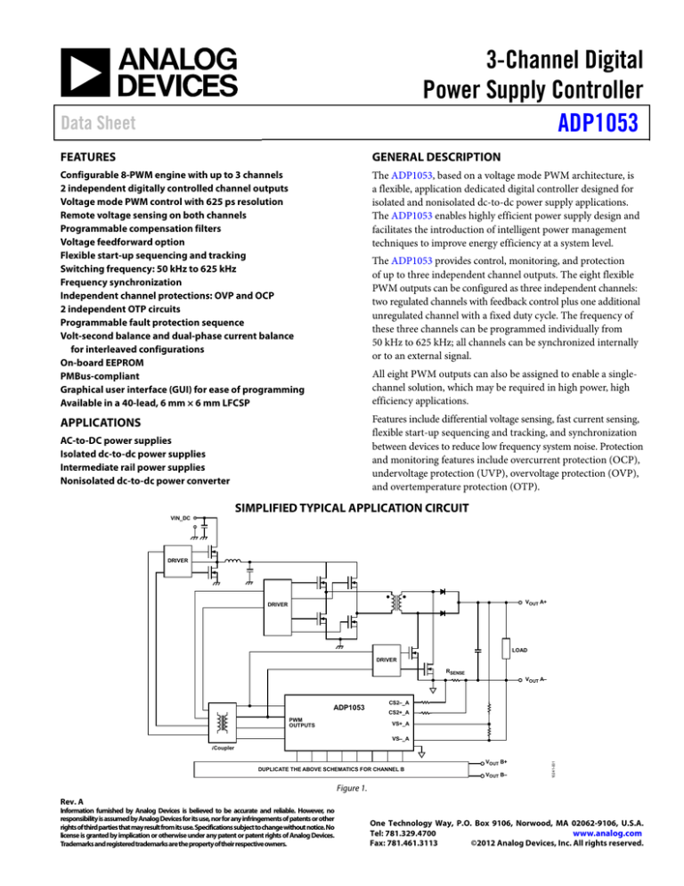 3Channel Digital Power Supply Controller ADP1053 Data Sheet