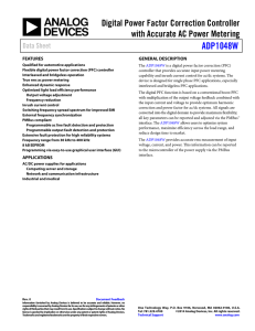 ADP1048W Digital Power Factor Correction Controller with Accurate AC Power Metering Data Sheet