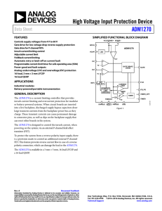 High Voltage Input Protection Device ADM1270 Data Sheet FEATURES