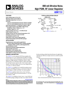 800 mA Ultralow Noise, High PSRR, RF Linear Regulator ADM7151 Data Sheet