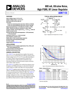 600 mA, Ultralow Noise, High PSRR, RF Linear Regulator ADM7155 Data Sheet