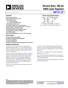 Ultralow Noise, 200 mA, CMOS Linear Regulator ADP151-EP Enhanced Product