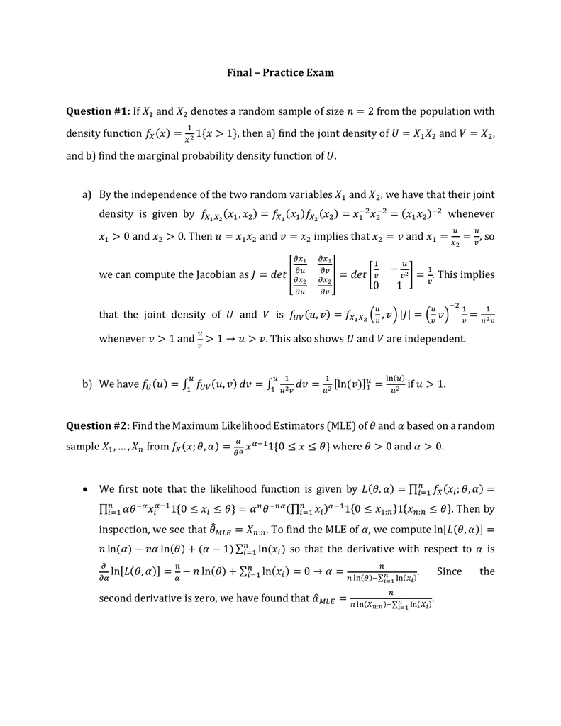 Final Exam Practice Problems Docx