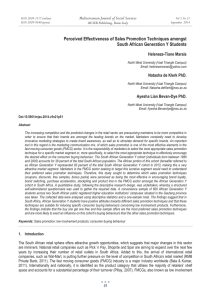 Perceived Effectiveness of Sales Promotion Techniques amongst Heleneze-Tiane Marais