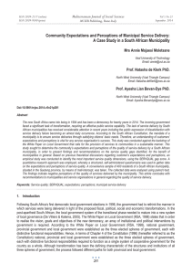 Community Expectations and Perceptions of Municipal Service Delivery: