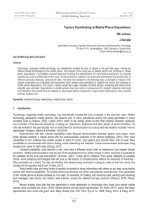 Factors Contributing to Mobile Phone Dependence Mediterranean Journal of Social Sciences