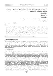 An Analysis of A Sample of South African University Students’... Mandela as a Motivator of Learning
