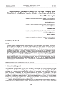 Commercial English Language Proficiency: A Case of Exit Level Commercial... Subject Students in the School of Education at the University...