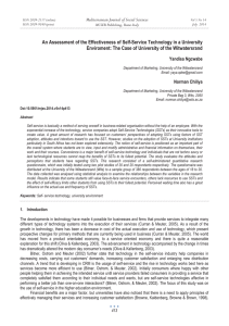 An Assessment of the Effectiveness of Self-Service Technology in a... Enviroment: The Case of University of the Witwatersrand