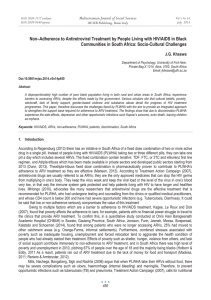 Non–Adherence to Antiretroviral Treatment by People Living with HIV/AIDS in... Communities in South Africa: Socio-Cultural Challenges