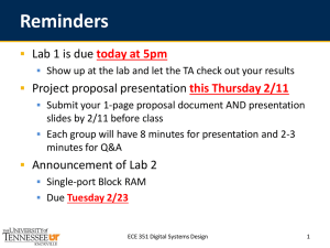 Reminders Lab 1 is due Project proposal presentation today at 5pm