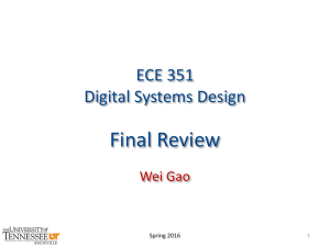 Final Review ECE 351 Digital Systems Design Wei Gao