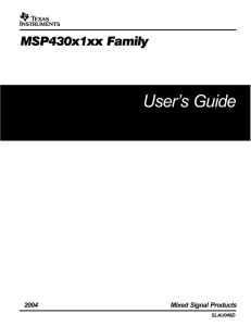 User’s Guide MSP430x1xx Family 2004 Mixed Signal Products