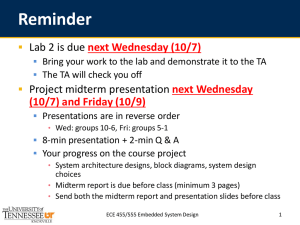 Reminder Lab 2 is due Project midterm presentation next Wednesday (10/7)