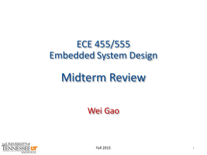 Midterm Review ECE 455/555 Embedded System Design Wei Gao