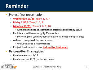 Reminder Project final presentation Before/After Thanksgiving 