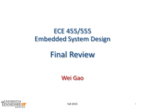 Final Review ECE 455/555 Embedded System Design Wei Gao