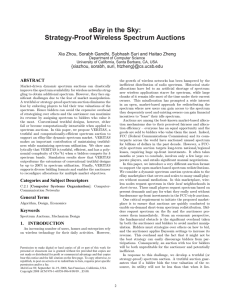 eBay in the Sky: Strategy-Proof Wireless Spectrum Auctions {xiazhou, sorabh, suri,