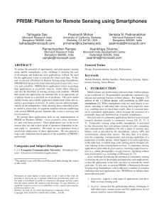 PRISM: Platform for Remote Sensing using Smartphones Tathagata Das Prashanth Mohan
