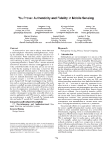YouProve: Authenticity and Fidelity in Mobile Sensing Peter Gilbert Jaeyeon Jung Kyungmin Lee