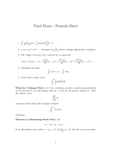 Final Exam - Formula Sheet