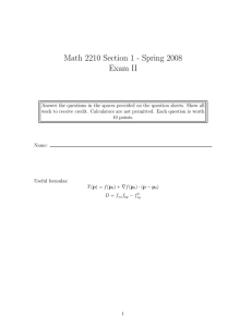 Math 2210 Section 1 - Spring 2008 Exam II