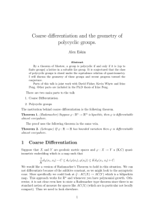 Coarse differentiation and the geometry of polycyclic groups. Alex Eskin