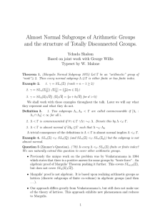 Almost Normal Subgroups of Arithmetic Groups Yehuda Shalom
