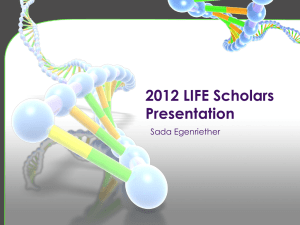 2012 LIFE Scholars Presentation Sada Egenriether