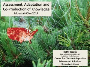 Assessment, Adaptation and Co-Production of Knowledge  MountainClim 2014
