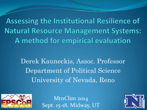 ASSESSING THE INSTITUTIONAL RESILIENCE OF NATURAL RESOURCE MANAGEMENT SYSTEMS: A METHOD FOR EMPIRICAL EVALUATION