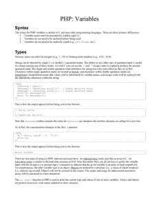 PHP: Variables Syntax