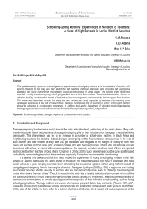 Schooling-Going Mothers’ Experiences in Relation to Teachers: