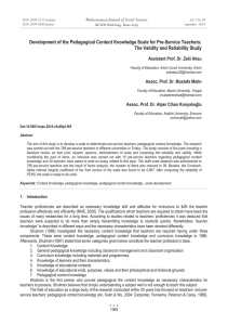 Development of the Pedagogical Content Knowledge Scale for Pre-Service Teachers: