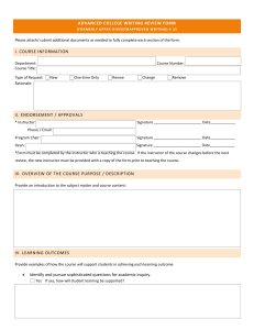 ADVANCED  COLLEGE  WRITING REVIEW FORM I.  COURSE INFORMATION