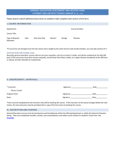 GENERAL EDUCATION ASSESSMENT AND REVIEW FORM I. COURSE INFORMATION